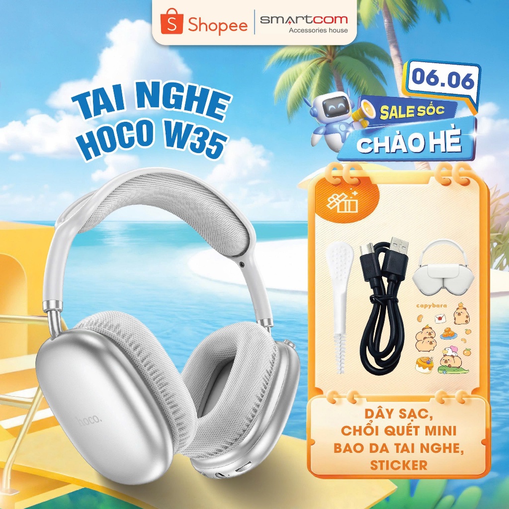 [Tặng bọc tai nghe] Tai nghe chụp tai HOCO W35 Air bluetooth 5.3 chính hãng giá rẻ, tai nghe headphone, pin 45h