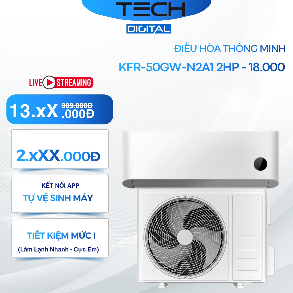 [New 100%] Điều Hòa Thông Minh 2 Chiều Inverter KFR-50GW-N2A1 2HP 18000 BTU - Kết Nối App