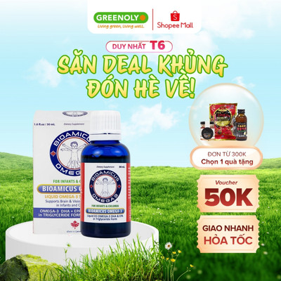 Dầu Cá Omega 3 Bioamicus Bổ Sung DHA, EPA Giúp Tăng Cường Trí Não, Giúp Bé Sáng Mắt 30ml