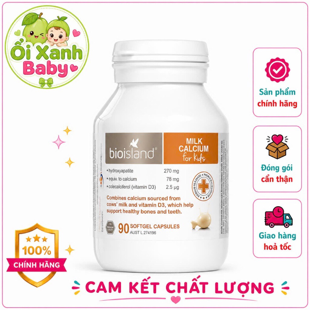 Canxi Sữa Bio Island Milk Calcium Úc cho bé ( Canxi Bio 90v)