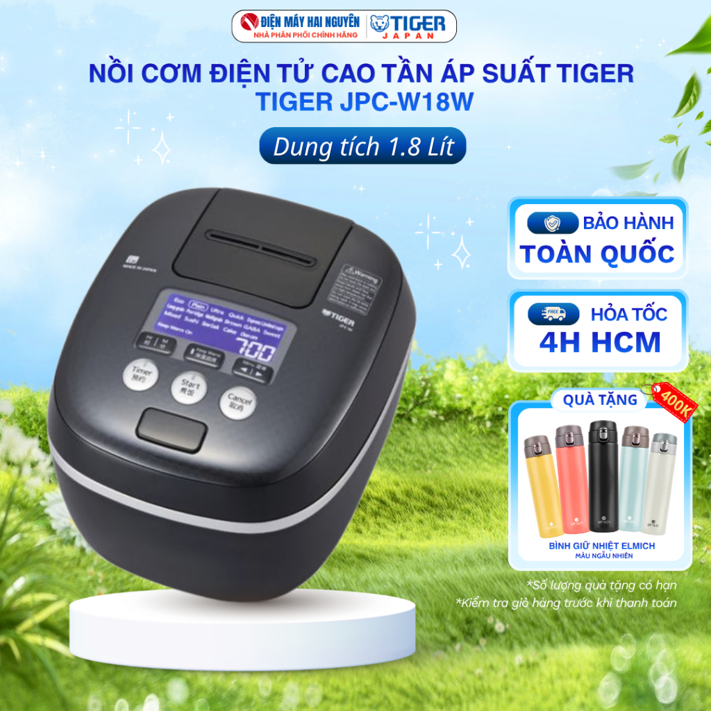 Nồi Cơm Điện Tử Cao Tần Tiger JPC-W18W, Dung tích 1.8 lít, Bảo hành toàn quốc