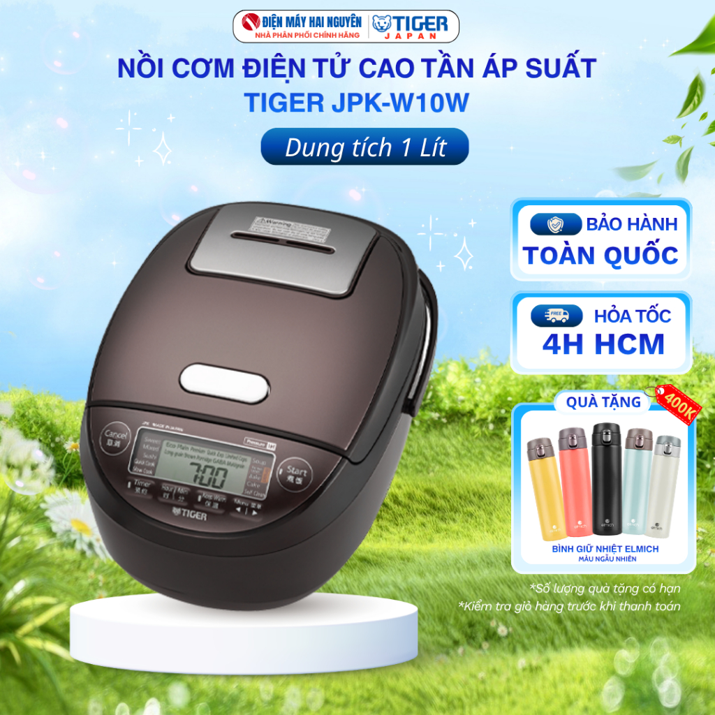 Nồi Cơm Điện Tử Cao Tần Tiger JPK-W10W, Dung tích 1 lít, Bảo hành toàn quốc