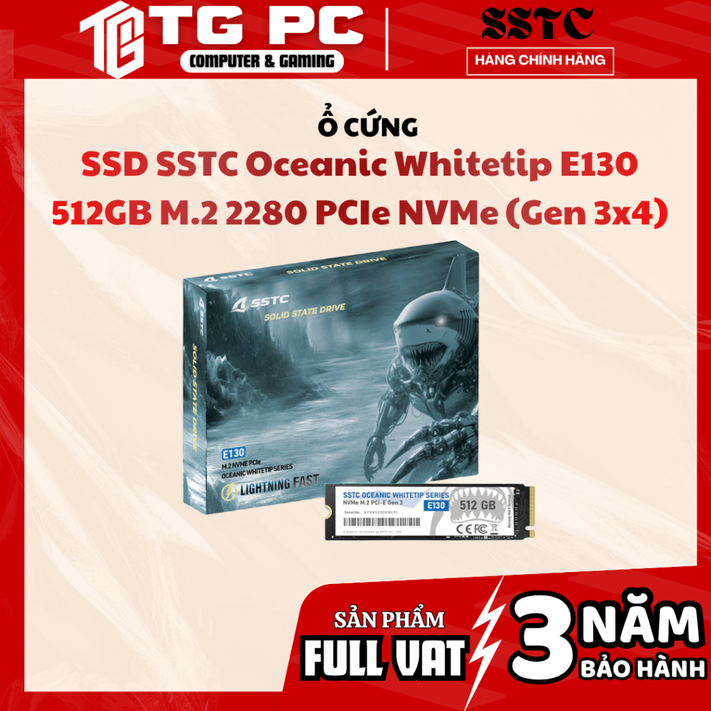 [FULL VAT] Ổ cứng SSD SSTC E130 512GB | PCIe Gen3 x4 NVMe, M.2 2280 - NEW CHÍNH HÃNG BẢO HÀNH 36 THÁ