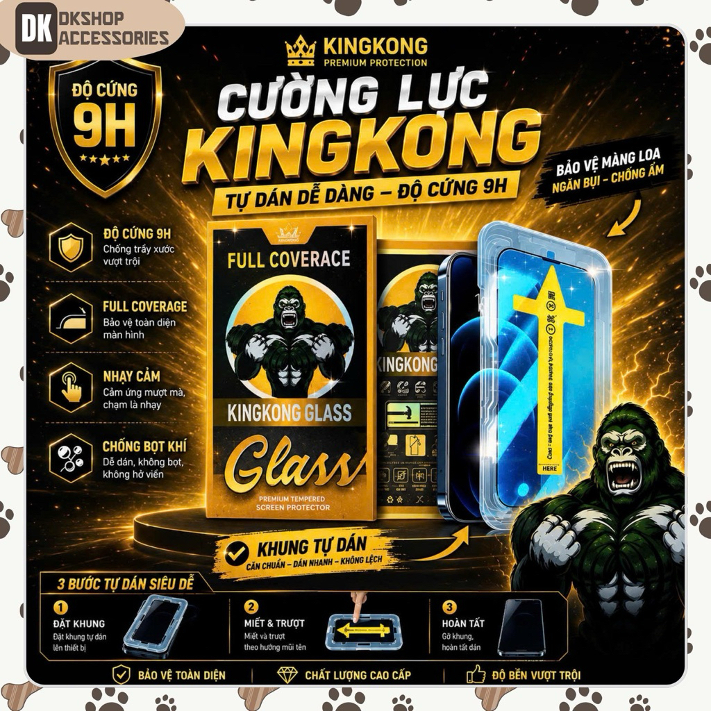 Kính Cường Lực Tự Dán Chống Nhìn Trộm KINGKONG BAIKO Full Màn, Chống Trầy Xước - DK SHOP