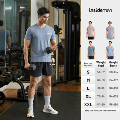 Áo Thun Nam Insidemen Active Ngắn Tay Regular Fit Thoáng Khí Mát Lạnh Thấm Hút Tốt ITS018MAH0