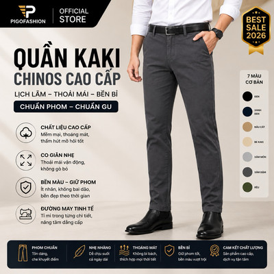 Quần Kaki Dài Nam co giãn PigoFashion cao cấp QKK01 chọn nhiều màu