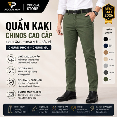 Quần dài kaki nam vải cotton co giãn thoải mái vận động form chuẩn nhiều màu SPMQKK03 Pigofashion