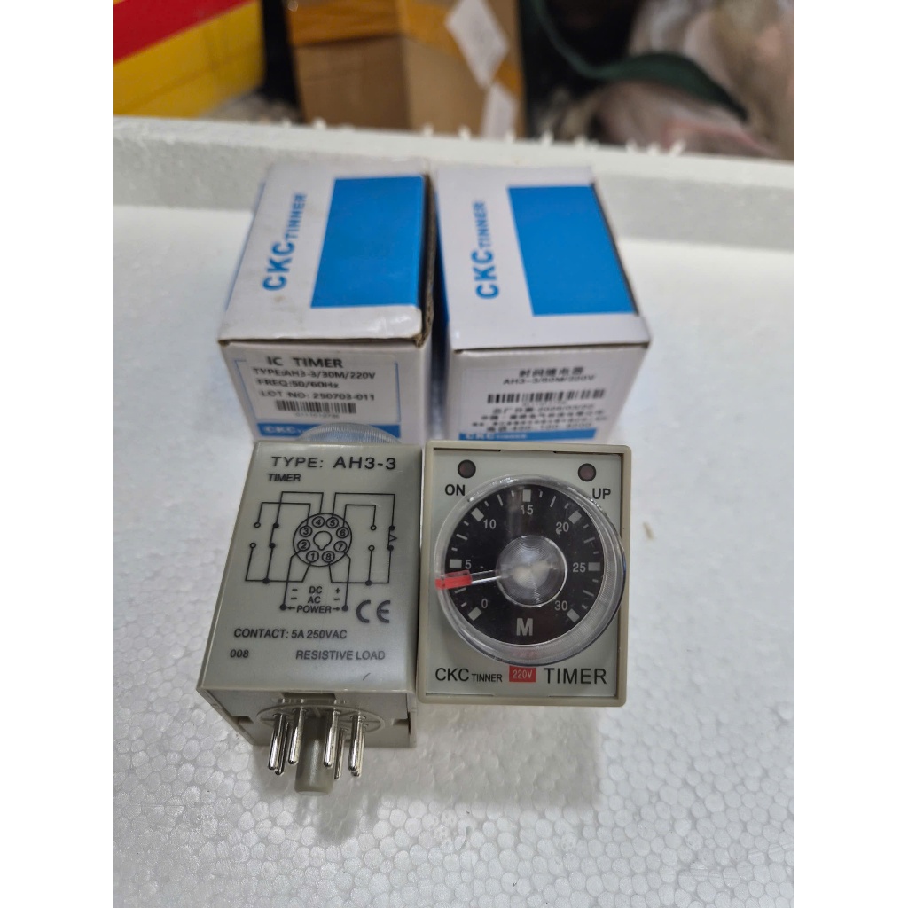 Rơ Le Thời Gian AH3-3 6S 10S 30S 60S 10M 30M 60M Timer hẹn giờ,chu kỳ 1 Tức Thời 1 Trễ chuẩn Xác 220