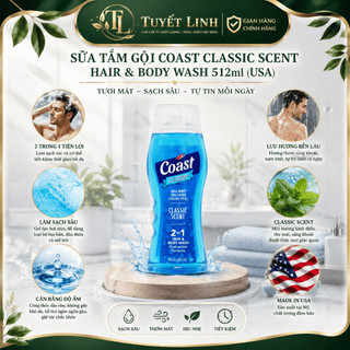 Dầu Tắm Gội , Xà Bông Coast Classic Scent Hair & Body Wash (USA)