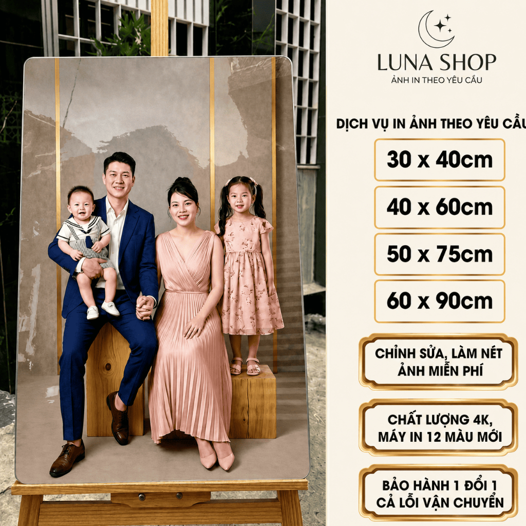 Khung Ảnh Tráng Gương Size Lớn In Theo Yêu Cầu – 30x40 40x60 50x75 60x90; Ảnh cưới, Ảnh tốt nghiệp