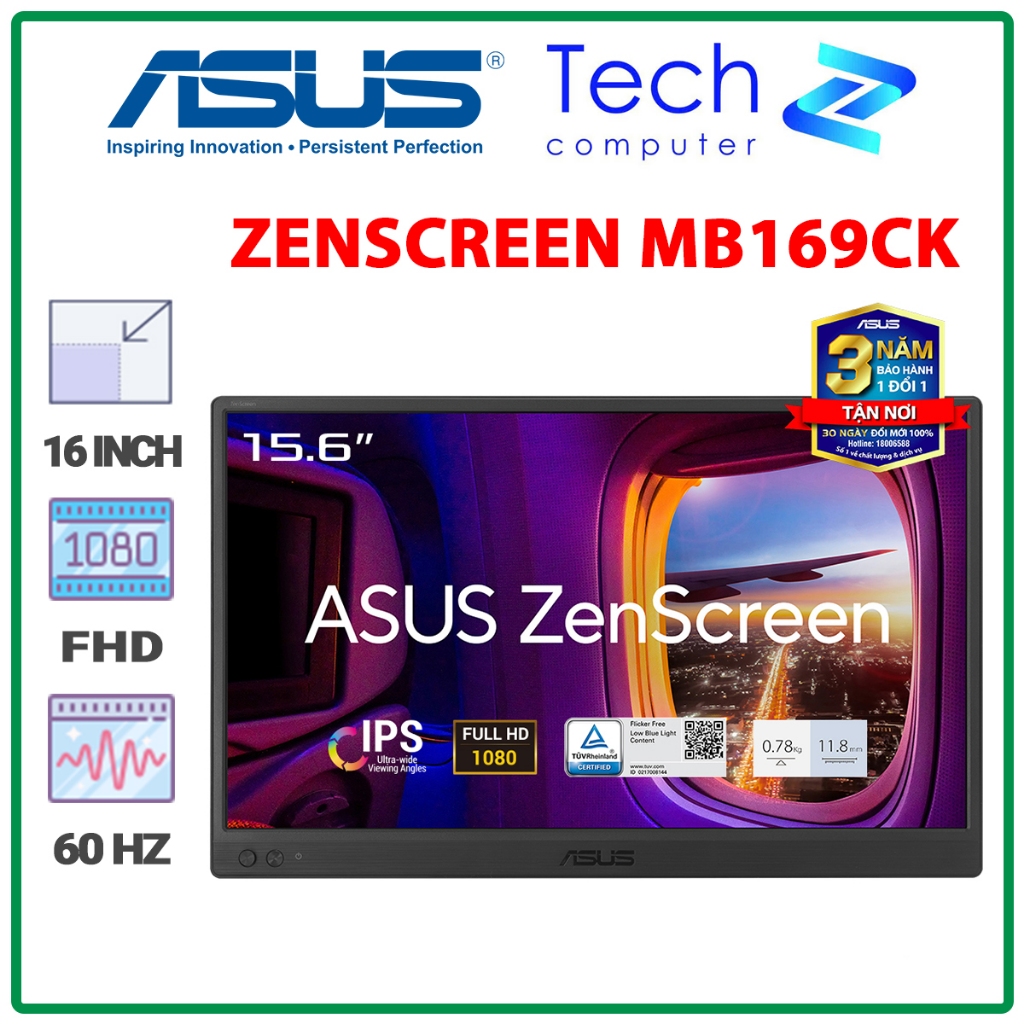 Màn Hình Di Động ASUS ZenScreen MB169CK 15.6 Inch FHD IPS USB-C Chính Hãng