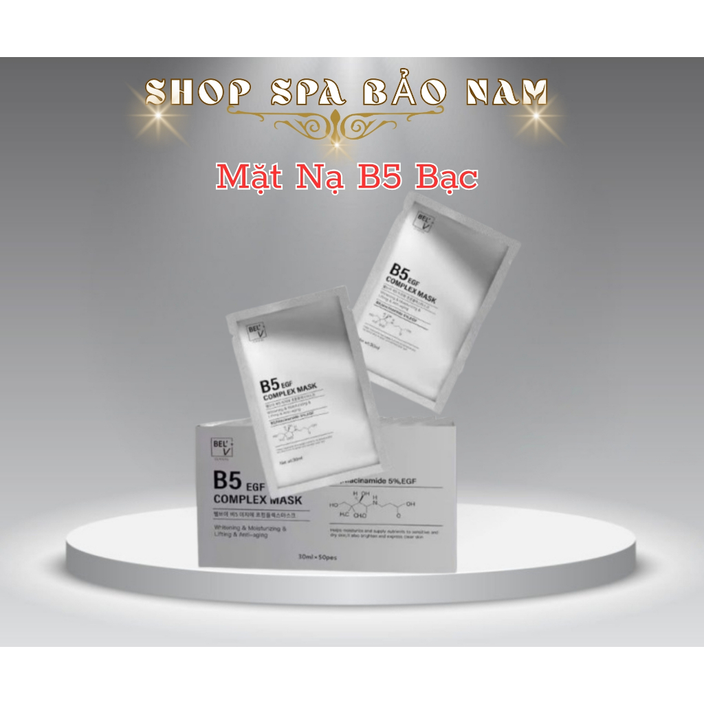 Mặt Nạ B5 Bạc Mask B5 BEL.V B5 Niacinamide EGF | Complex Mask Giúp Cấp Ẩm Dưỡng Trắng Se Khít Lỗ Châ