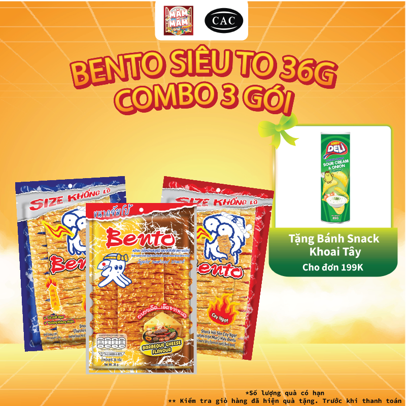 Combo Gói Siêu To Bento Mực Thái Lan - Snack Ăn Vặt Văn Phòng Vị Cay Thơm Ngon (36g/Gói)