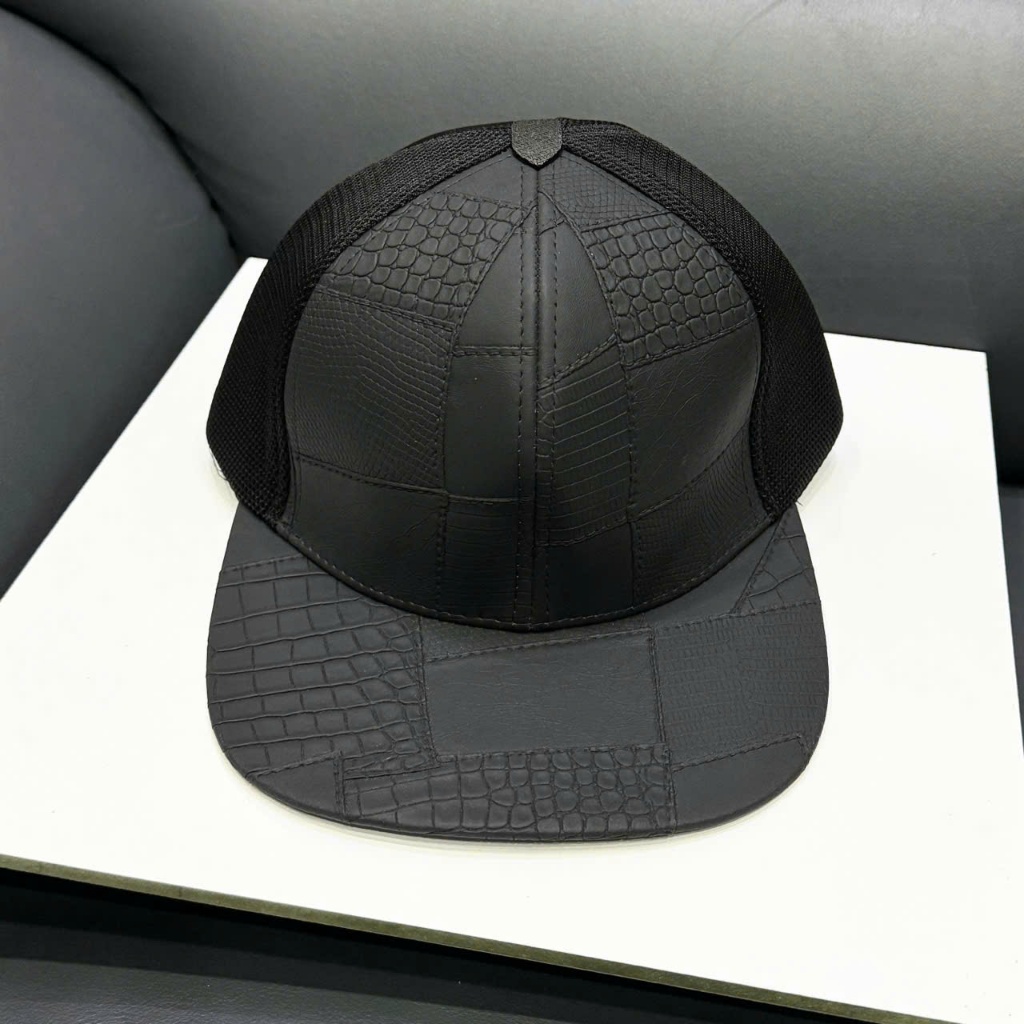 Mũ Snapback vân cá sấu khóa bấm kim loại - Nón kết nam/Mũ lưỡi trai chất liệu da phối lưới trẻ trung