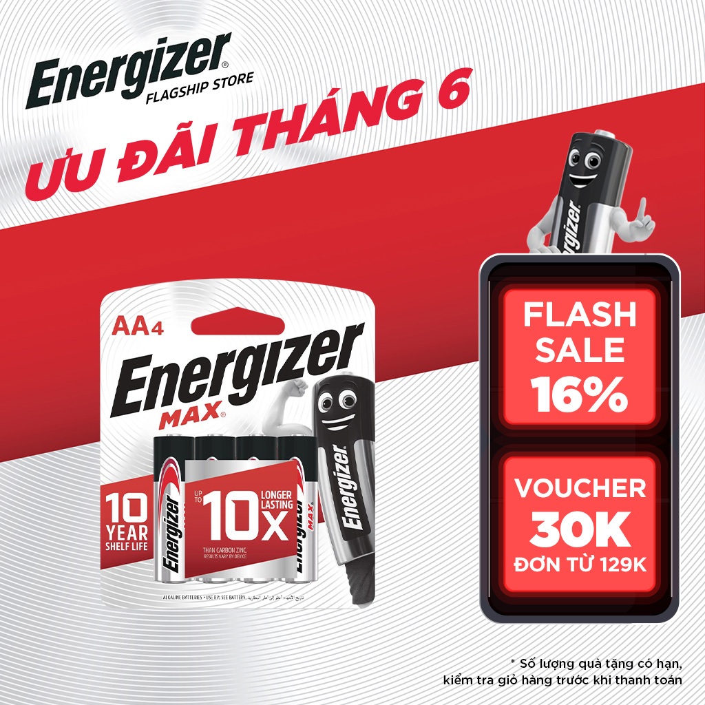 Vỉ 4 Viên Pin AA Energizer Max E91 BP4