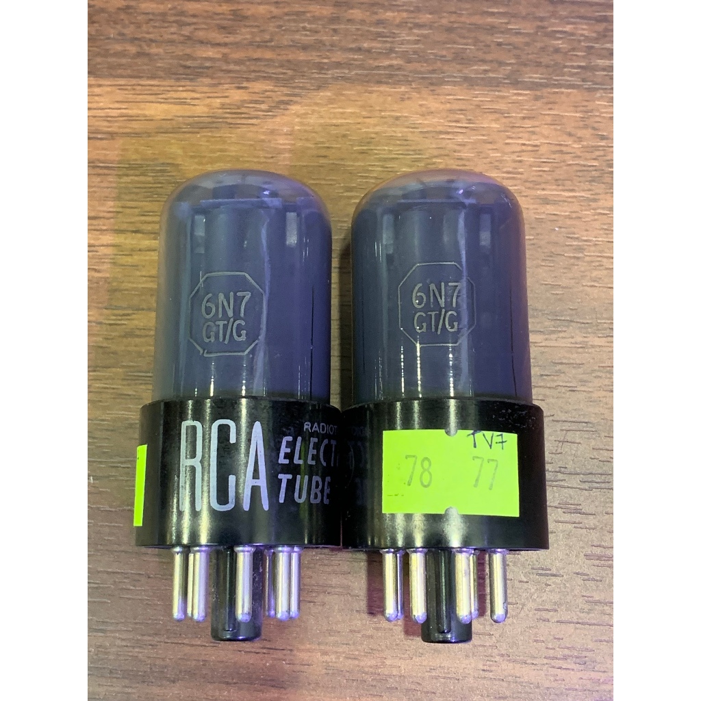 Cặp Bóng đèn điện tử, amply 6N7 RCA hun khói - Made in USA - Test mạnh trên TV7 (khác với bóng 6sn7)