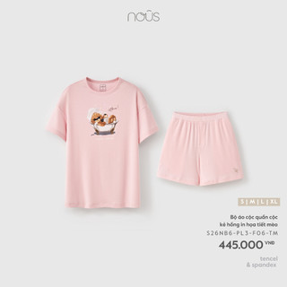 Nous Mom Bộ mặc nhà, bộ ngủ cộc áo phông quần short in họa tiết mùa hè mềm mát cho mẹ sau sinh dưới 75kg BST T6