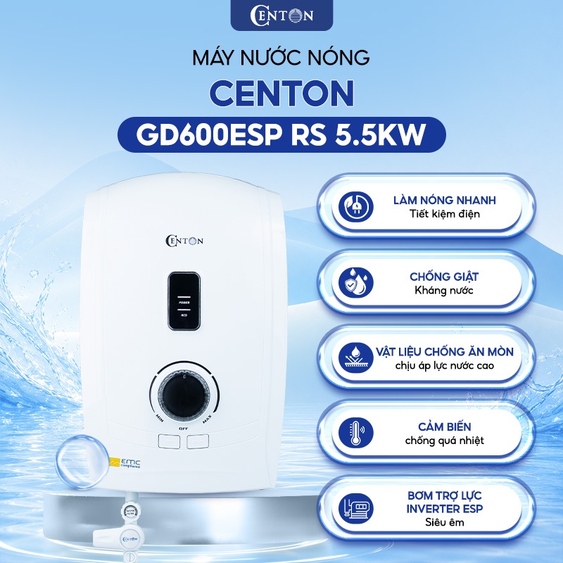 [Miễn phí công lắp đặt] Máy Nước Nóng Centon GD600