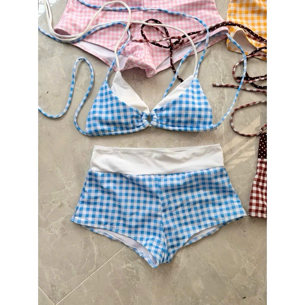 HÀ BIKINI,CÓ SẴN HCM . Set bikini 2 Mảnh Áo Kiểu, Quần Đùi Caro,VINTAGE Cho Nữ | BigBuy360 - bigbuy360.vn