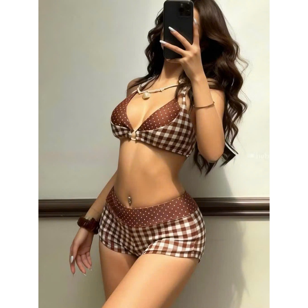 HÀ BIKINI,CÓ SẴN HCM . Set bikini 2 Mảnh Áo Kiểu, Quần Đùi Caro,VINTAGE Cho Nữ | BigBuy360 - bigbuy360.vn