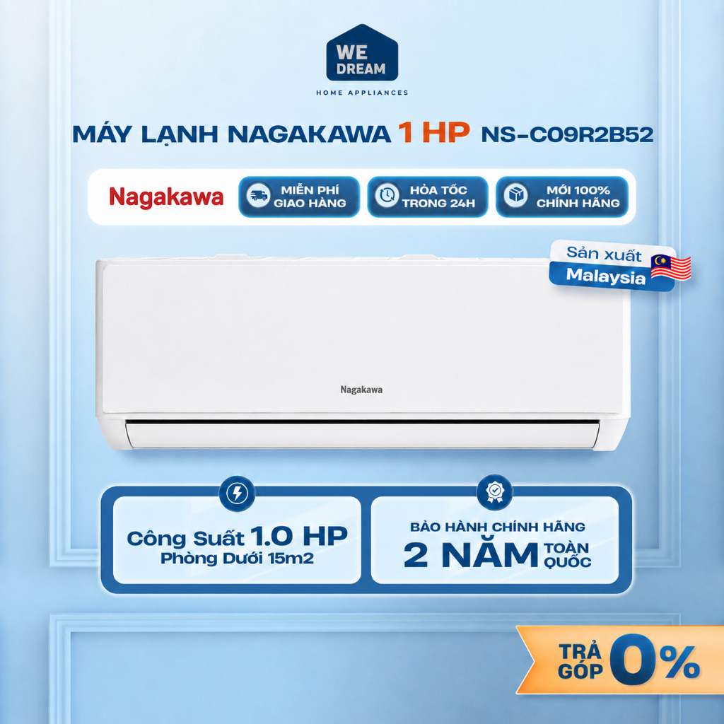 Máy Lạnh Nagakawa 1HP NS-C09R2B52 | Vận Hành Siêu Êm - Hàng Chính Hãng