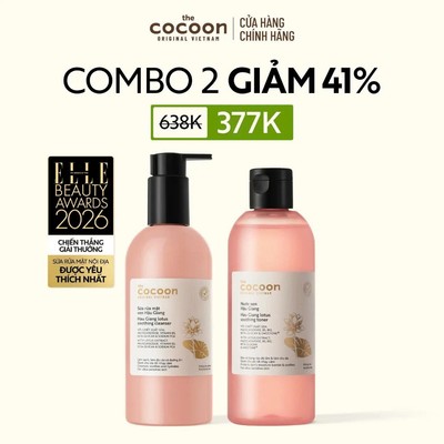 [MUA 2 GIẢM 41%] Combo Sữa rửa mặt Sen Hậu Giang Cocoon 310ml + Nước sen Hậu Giang 310ml