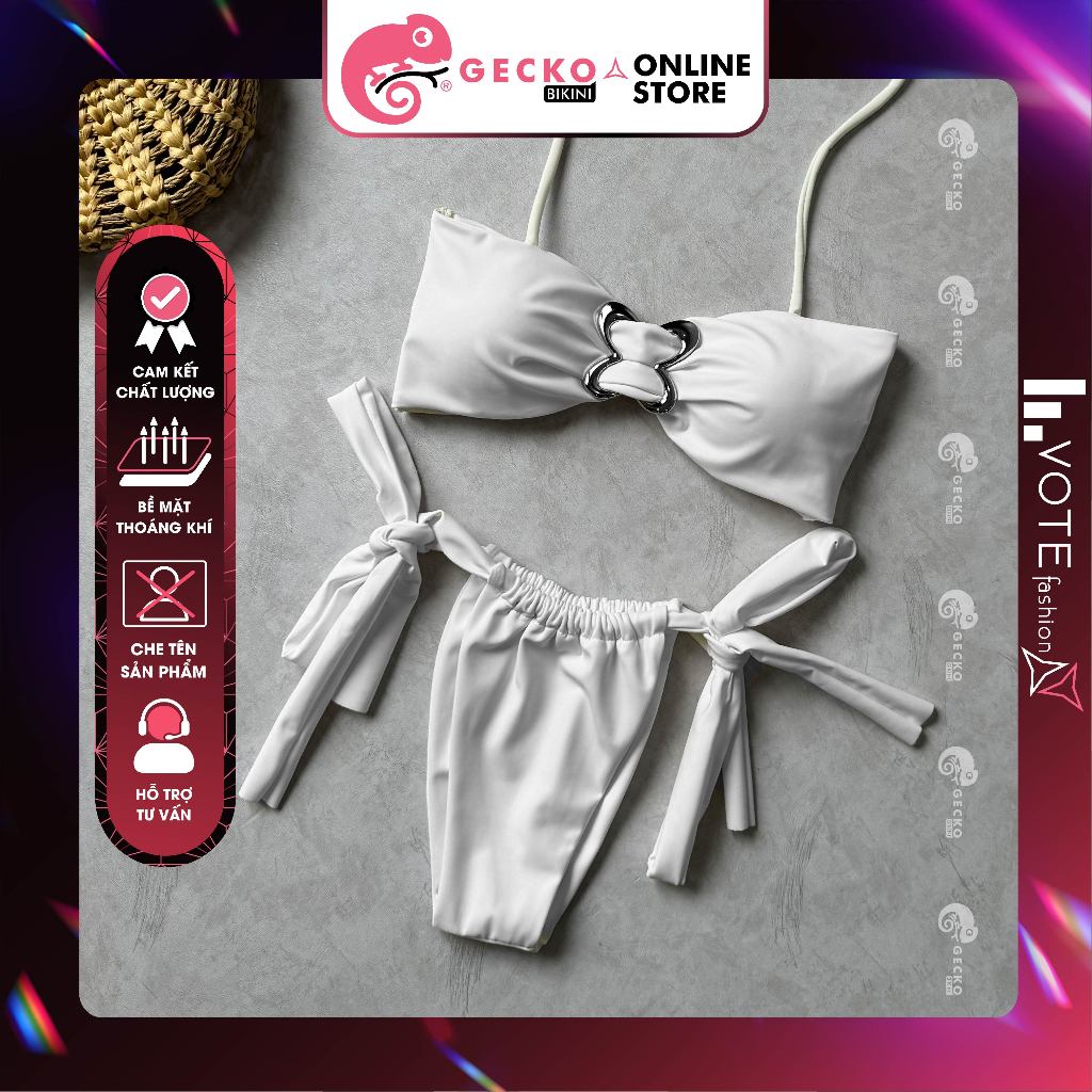 GECKO Bikini 2 Mảnh Áo Cúp Ngực Mix Khoen Butterfly Cao Cấp 2M57-A (Ảnh Thật, 4 Màu) | BigBuy360 - bigbuy360.vn