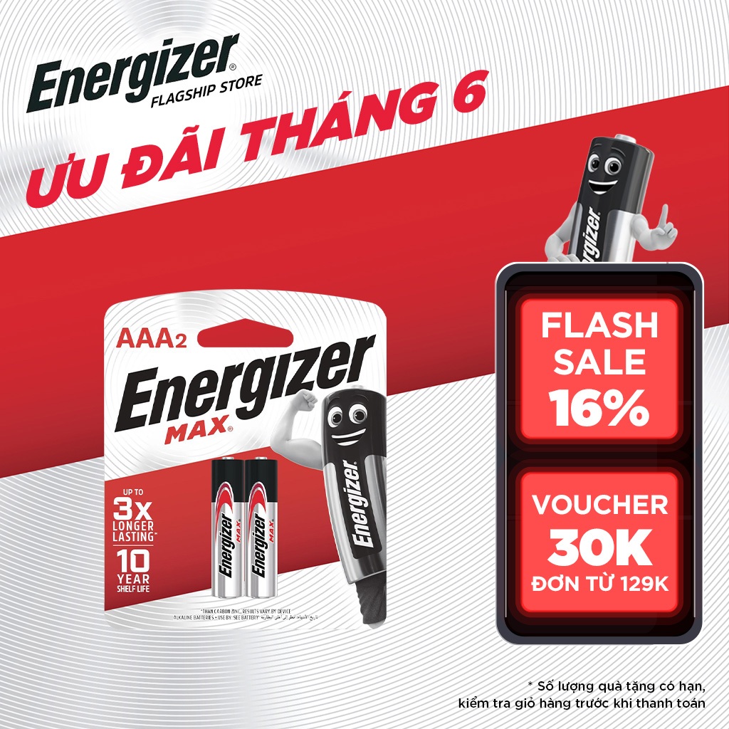 Pin AAA Energizer Max E92 BP2 - Vỉ 2 Viên