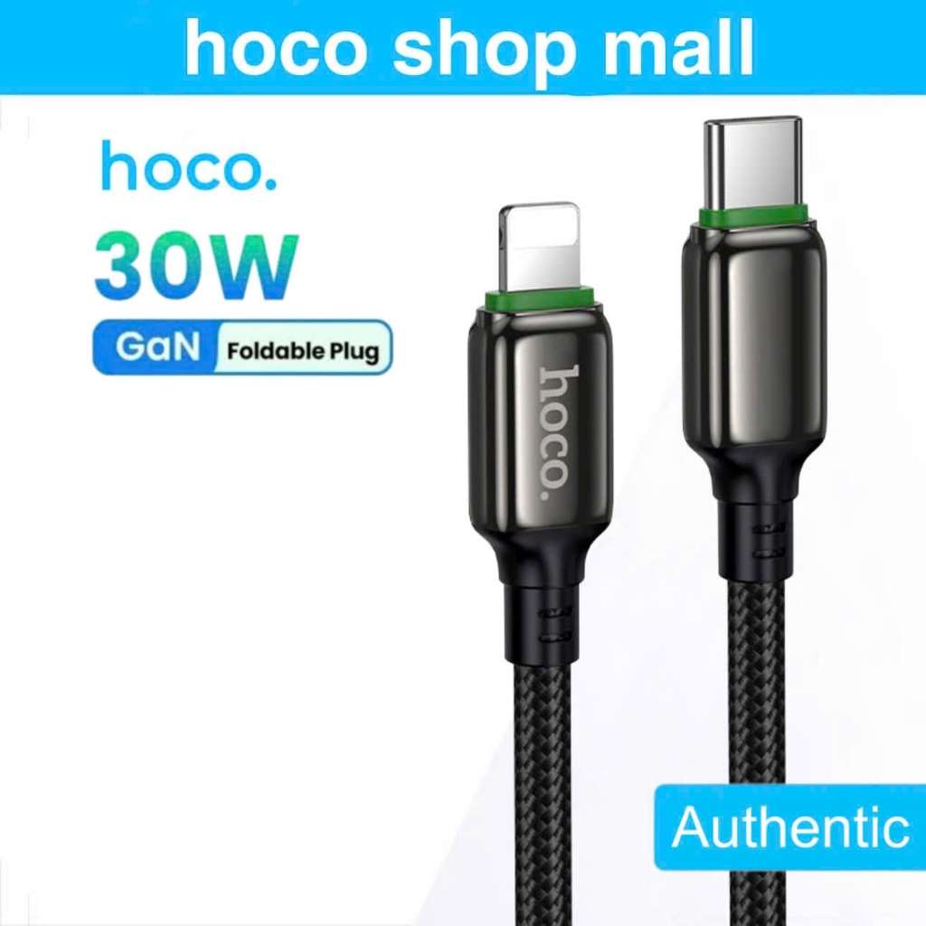 Dây sạc nhanh 30w Cao Cấp chính hãng hoco đầu bọc hợp kim siêu bền hỗ trợ pd20w pd27w pd30w cho 11 1