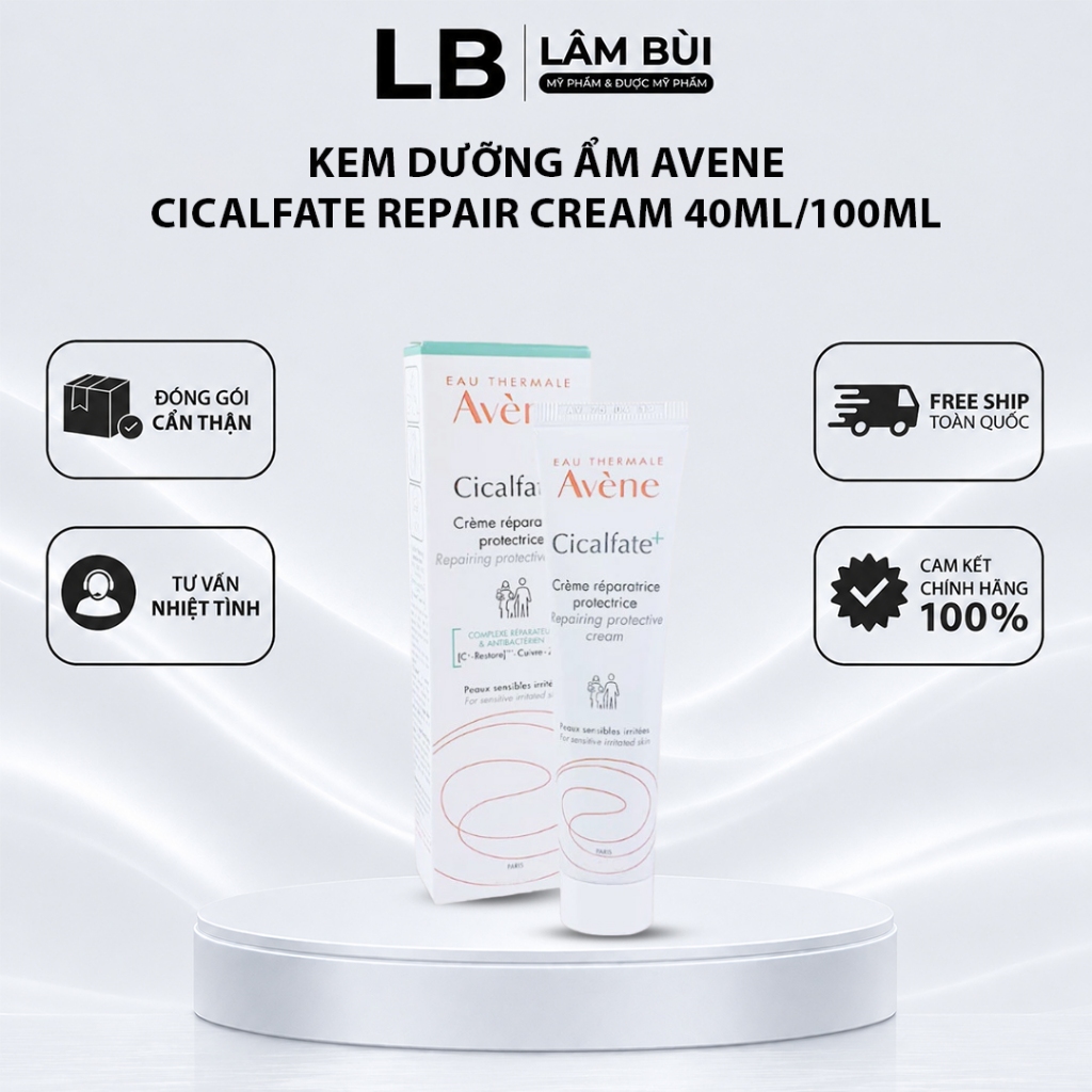 [Bản Mới] Kem Dưỡng Ẩm Avene Cicalfate Repair Cream 40ml/100ml | Dưỡng ẩm Avene làm dịu, cấp ẩm cho 