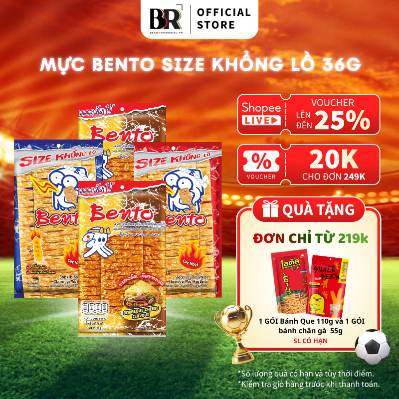 [SIZE KHỔNG LỒ -VỊ MỚI] Snack Mực Bento Hải Sản Vị Cay & Phô Mai BBQ 36G- Ăn Vặt Thái Lan Chính Hãng