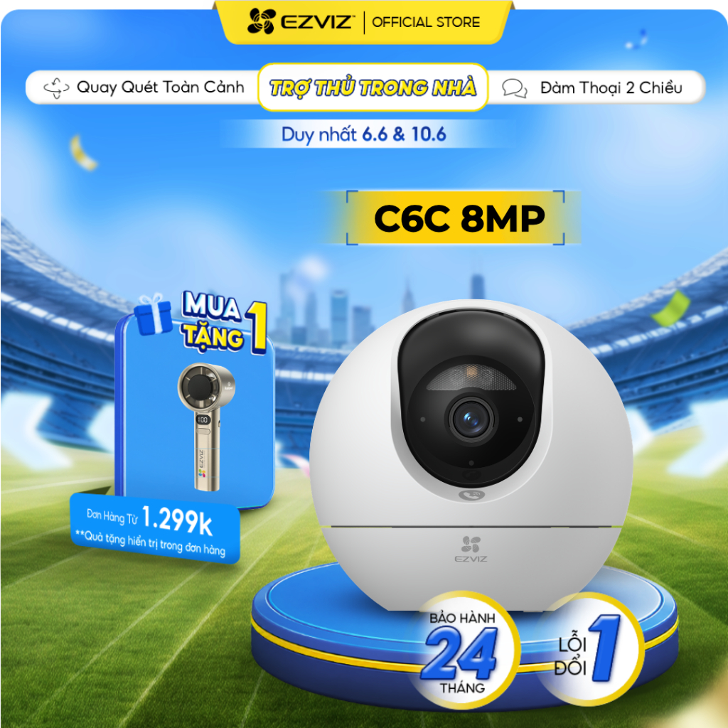 Camera WIFI EZVIZ C6c 8MP, Đàm thoại 2 chiều, Ghi hình màu ban đêm, Nhận dạng cử chỉ để gọi