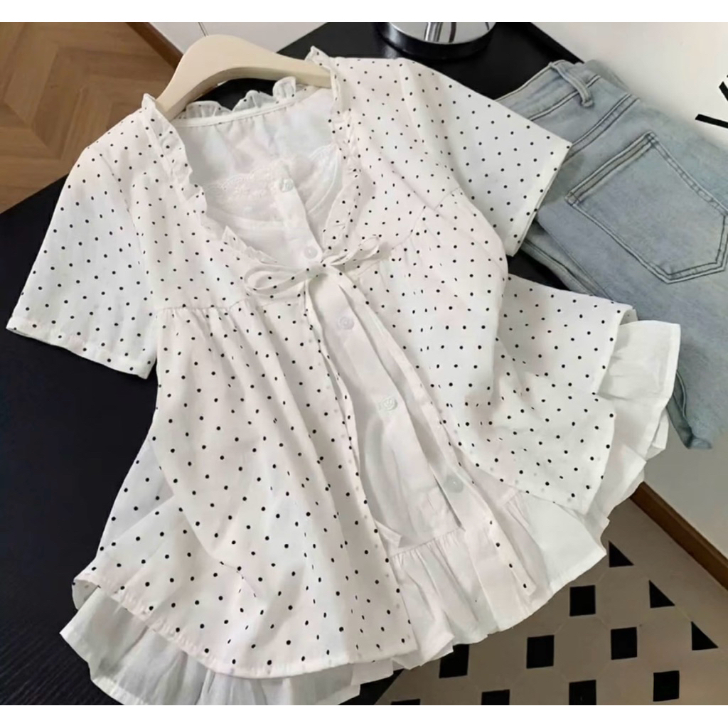 Áo Babydoll Nữ Trơn Nơ Ren Phối  [FREESHIP]🌸 Áo Bèo Kiểu Nữ Form Rộng Ulzzang🌸 | BigBuy360 - bigbuy360.vn