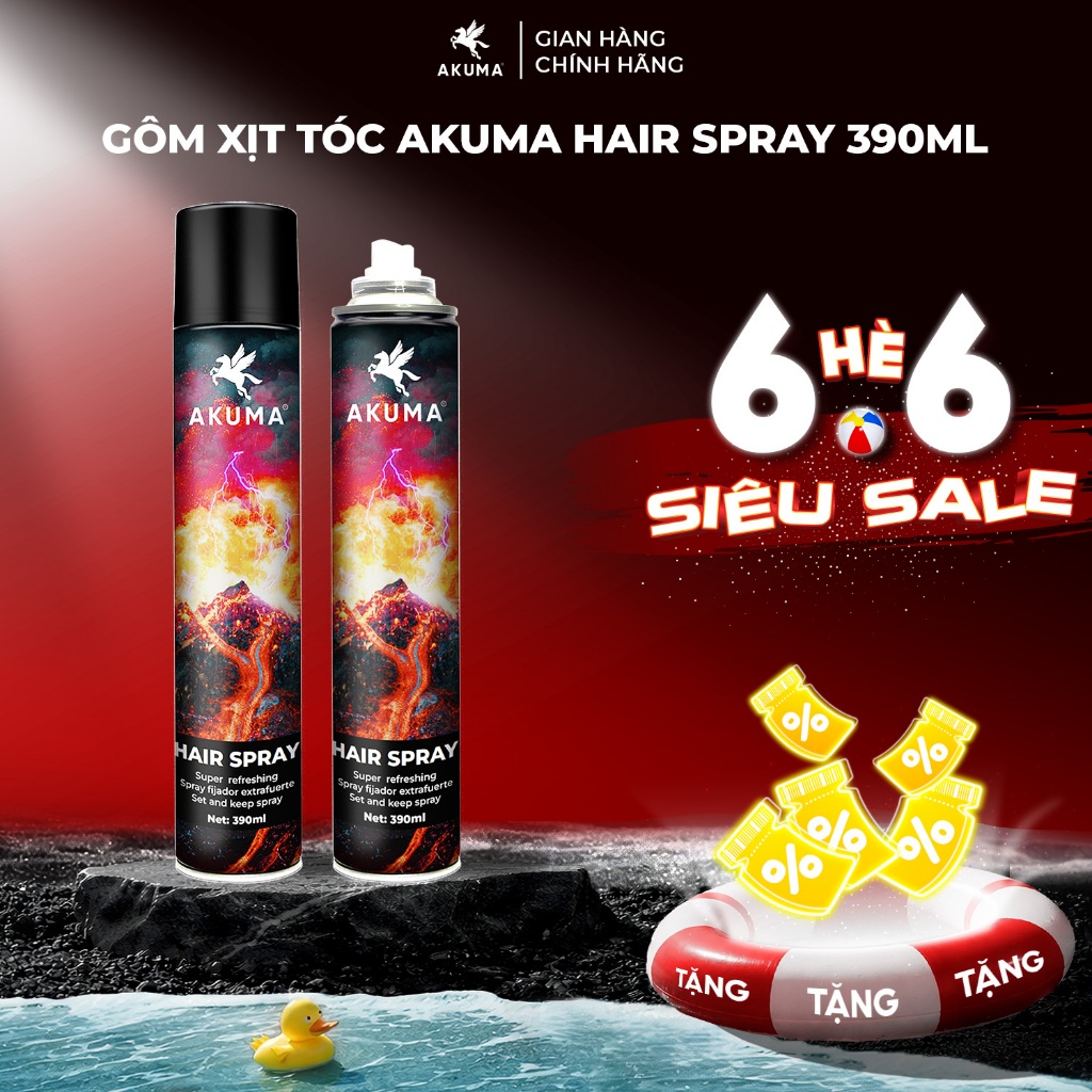 Gôm Xịt Giữ Nếp Tóc AKUMA HAIR SPRAY 390ml Hương Nước Hoa Chính Hãng Akuma