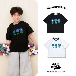 SS26 Áo thun trẻ em cotton 3 HOA size 14-38KG dáng suông style Hàn Quốc | Dương Oyy D010426237