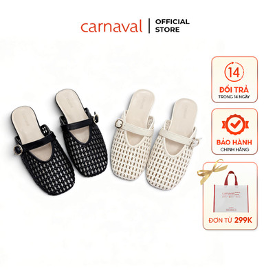 Dép Sục Nữ Carnaval Đan Mây Quai Ngang Khóa Tròn, Mule Nữ Thanh Lịch Vintage - VS209