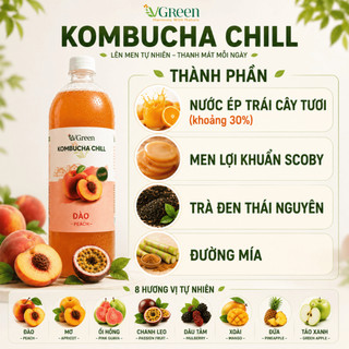 Combo 3 chai kombucha chill & 3 kombucha light, thơm ngon, chứa Probiotics, Vitamin B,C (Chai 250ml)