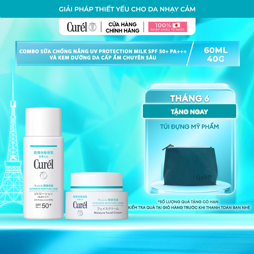 Combo sữa chống nắng Curel UV Protection Milk SPF 50+ PA+++ 60ml và Kem dưỡng da Curel cấp ẩm chuyên