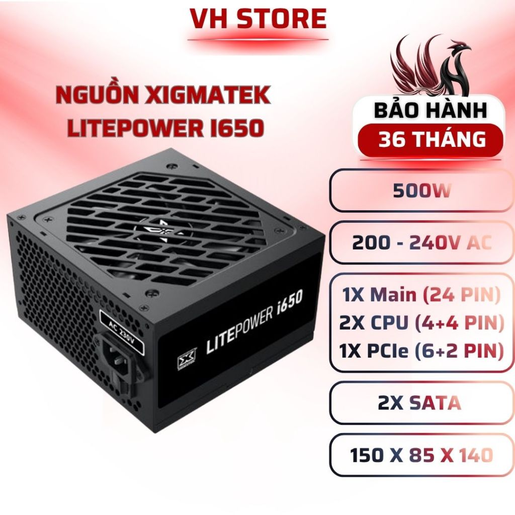 Nguồn Xigmatek Litepower i650 500W EN44685 Fan 120mm - BẢO HÀNH 36 THÁNG - VHSTORE