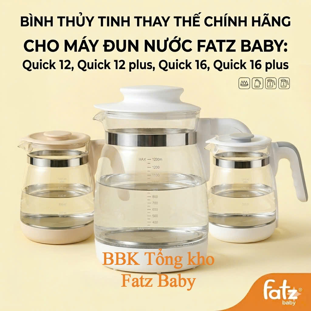 Bình thủy tinh thay thế máy đun nước Fatz Baby chính hãng: Quick 16 plus, Quick 16, Quick 12 plus, Q