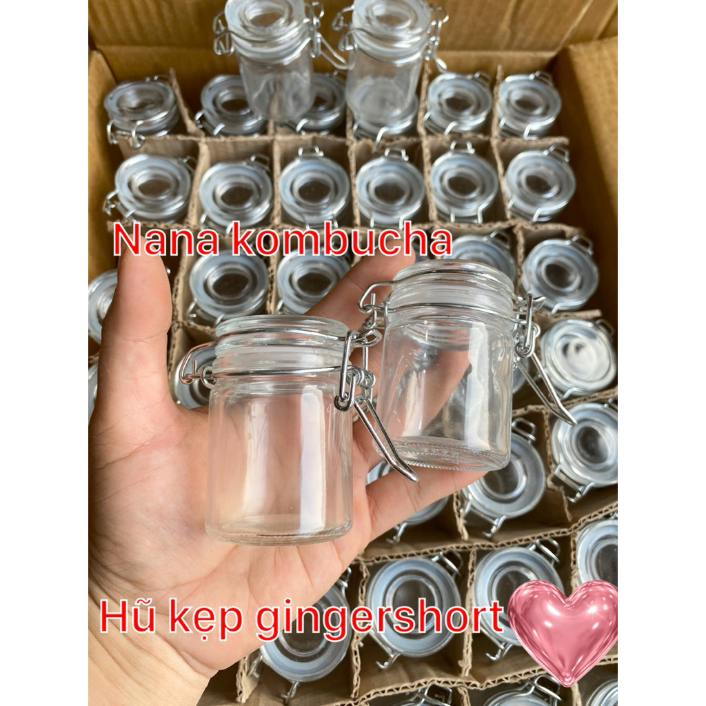 Sỉ 10 hũ thuỷ tinh miệng rộng nắp gài 50ml đựng GINGER SHOT, nước trái cây ,nước ép -nanaKombucha
