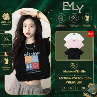 Áo Thun Croptop Nữ Basic Y2K Streetwear  - Chất Cotton 100% Mịn Đẹp - Form Lửng Cổ Tròn Cực Xinh - Hàng Hot Trend