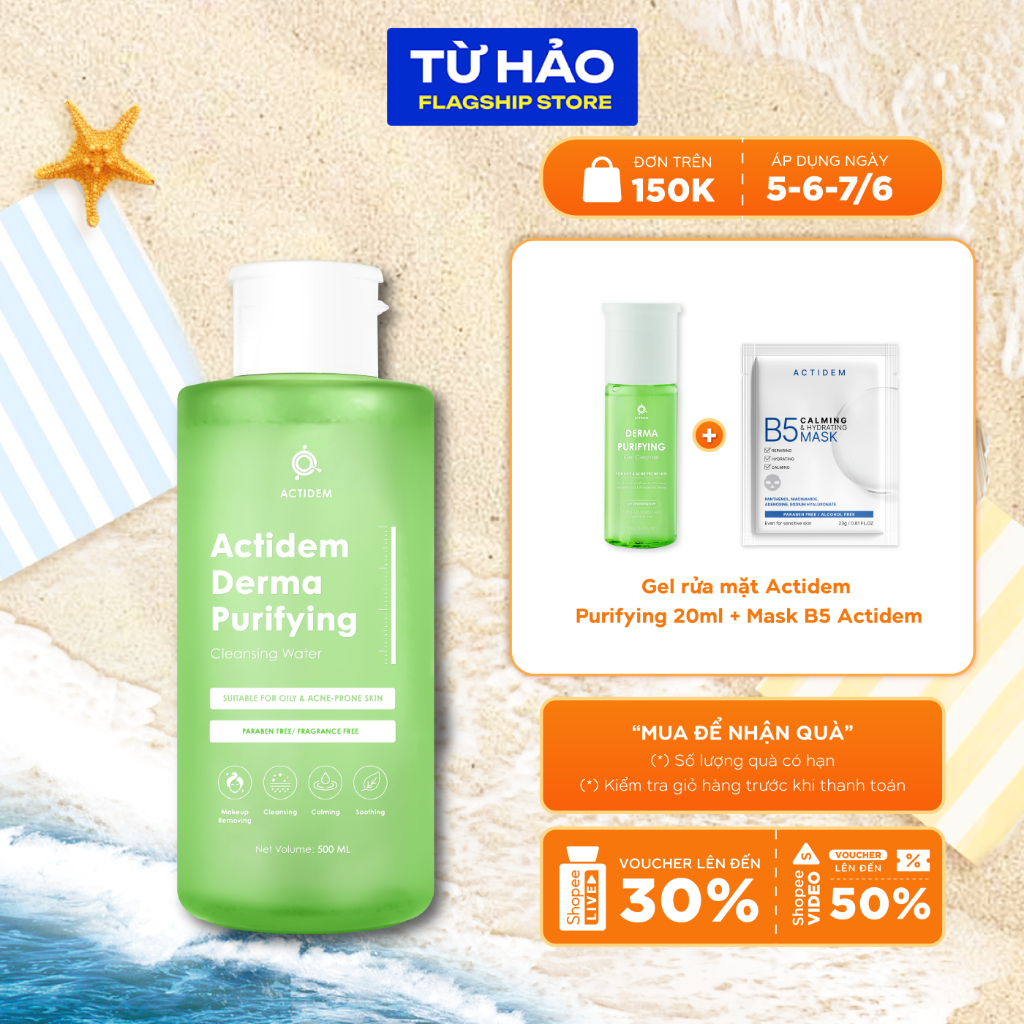 Nước Tẩy Trang Dành Cho Da Dầu Mụn Actidem Derma Purifying Cleasing Water 500ml