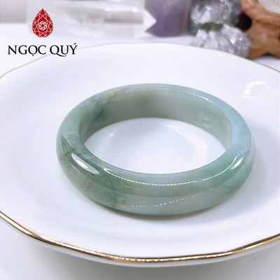 Vòng cẩm thạch A Myanmar - Ngọc phỉ thúy type A bản hẹ tròn xanh dầu điểm huyết ni 51-57 LM118 - Ngoc Quý