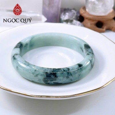 Vòng cẩm thạch A Myanmar - Ngọc phỉ thúy type A bản hẹ sơn thủy ni 57-62 LM119- Ngoc Quý