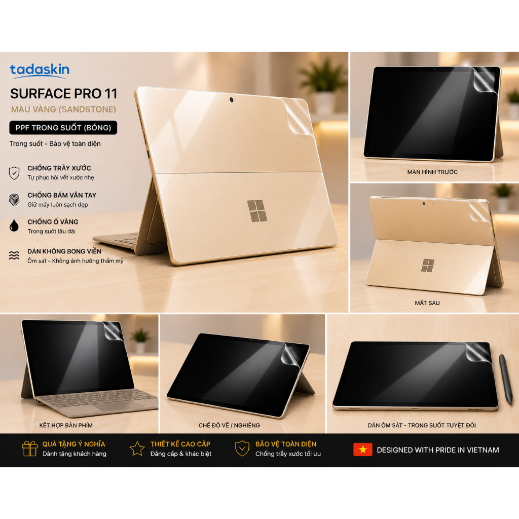 Miếng dán skin mẫu PPF trong suốt & PPF nhám chống xước bảo vệ toàn diện cho máy Surface Pro/Go/Lapt