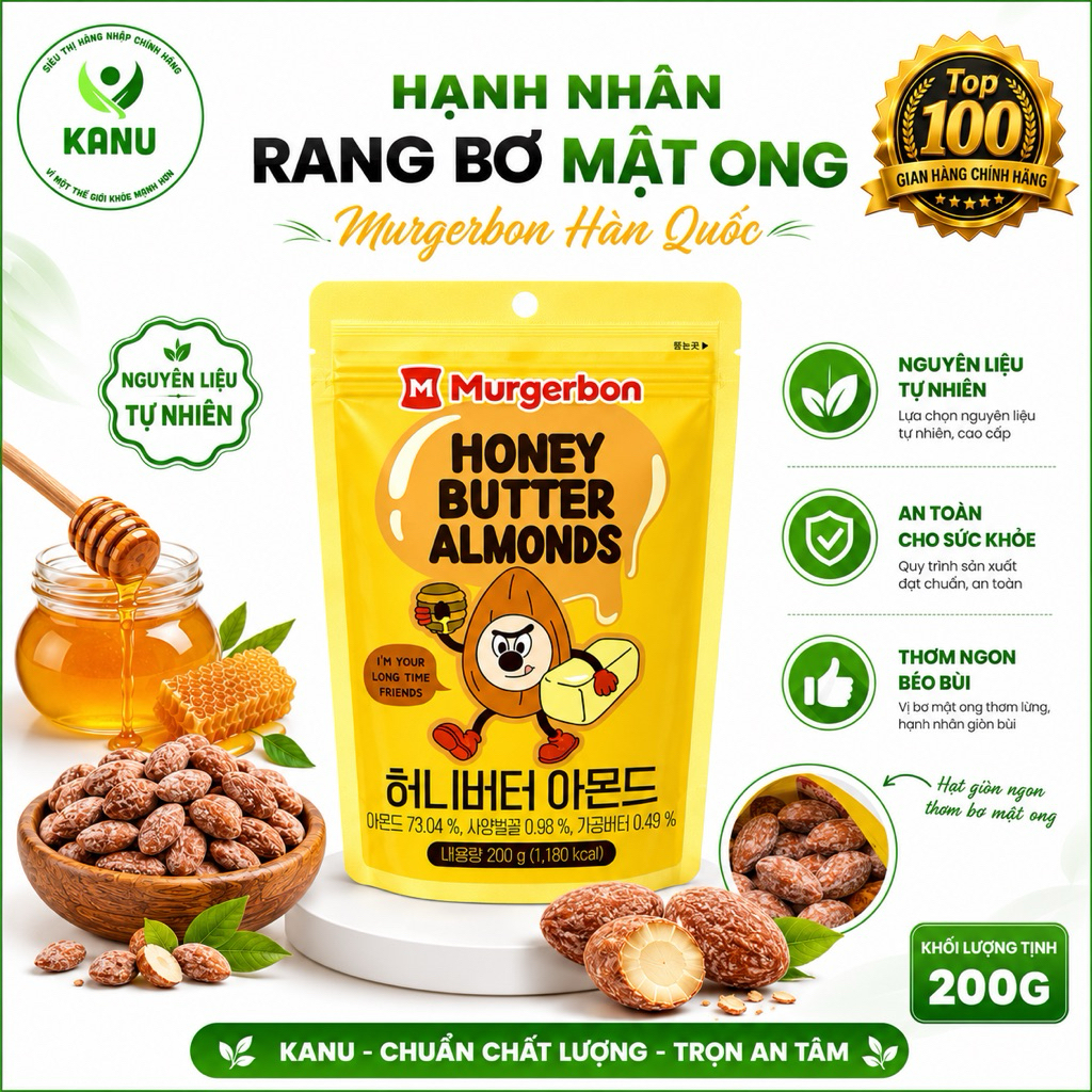 Hạnh nhân rang bơ mật ong Honey Butter Almond Hàn Quốc 200g