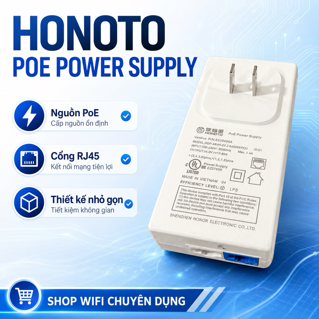 ✔️ Nguồn POE honoto  54V 0.85A  Passive - Gigabit CẤP NGUỒN CHO WIFI , CAMERA , SWICH POE MỞ RỘNG