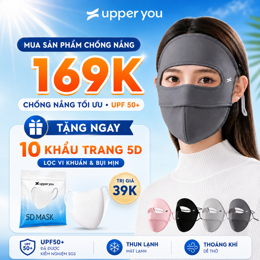 Khẩu Trang Chống Nắng Full Mặt Chống UV UPPER YOU Mịn Mát Thoáng Khí - FM02