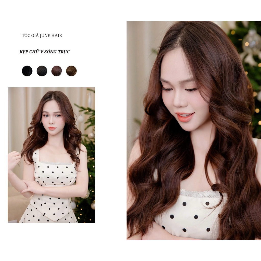 JUNEHAIR Tóc kẹp chữ v chất liệu tơ hàn 45p